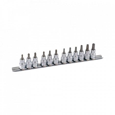 Set de chei tubulare biti 3/8" PROJAHN, PZ 1-3, PH 1-3, TX20-T50 suport sina 12 buc/set
