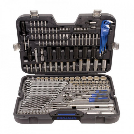 Trusa de chei tubulare industriale 1/4"+3/8"+1/2" PROJAHN, 4-32 mm, 195 componente/set, garantie 25 ani