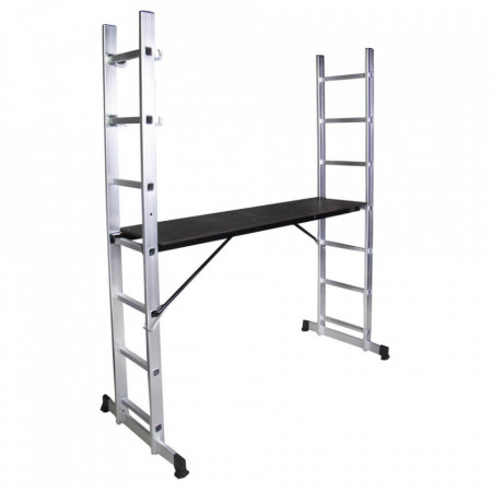 STR0507 Schela cu scara dubla aluminiu h 1.96 m, L 1.60m