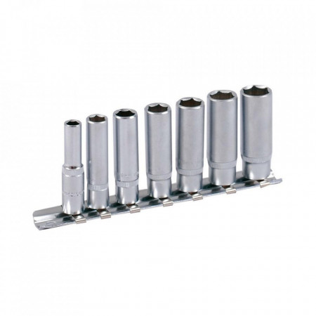 Set de chei tubulare 1/4" PROJAHN, adanc, metric 6-13 mm suport sina 7 buc/set