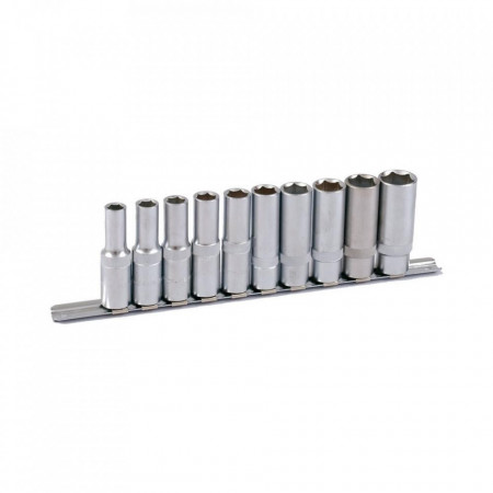 Set de chei tubulare 1/2" PROJAHN, adanc, metric 10-22 mm suport sina 10 buc/set