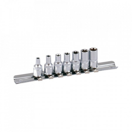 Set de chei tubulare 1/4" PROJAHN E-TX E4-E11, suport sina 7 buc/set