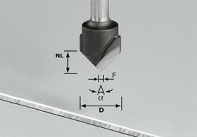 Freză de canelat in aluminiu in forma de V HW S8 D18-135°/Alu - Img 1