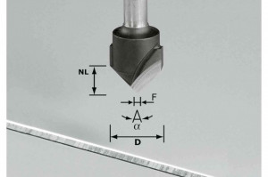 Freză de canelat in aluminiu in forma de V HW S8 D18-90°/Alu - Img 2