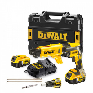 Masina de insurubat in gips-carton cu 2 acumulatori DeWALT DCF620P2K, motor fara perii, acumulatori LiIon XR 5.0 Ah - Img 1