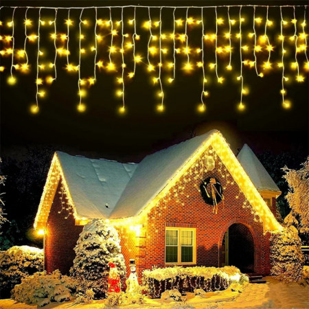 Set 3x Instalatie franjuri 12m, 900 LED ploaie lumini, interconectabila