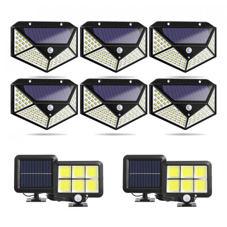 Set 6 lampi 100Led + 2 Lampi 120led Panou solar detasabil