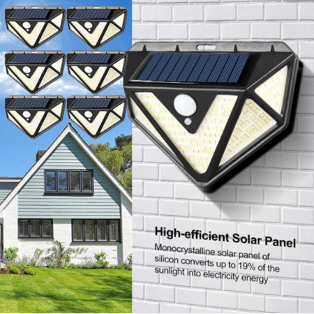Set 6 lampi solare PREMIUM, 166 LED si senzor de miscare