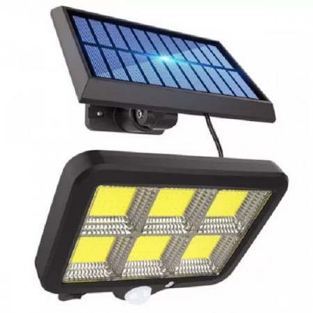 Lampa 120 LED pentru exterior cu panou solar detasabil, senzor de miscare si telecomanda