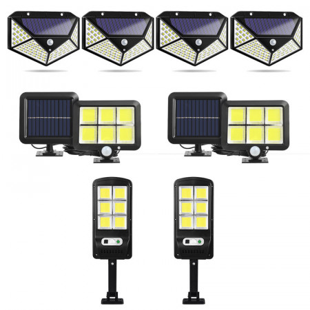 Set 4 lampi 100Led + 2 Lampi Ultra Bright 30W + 2 Lampi cu panou solar detasabil