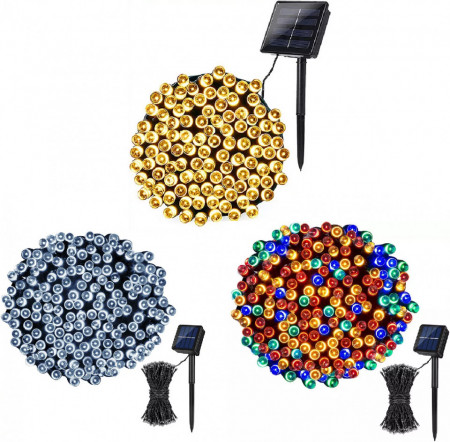 Set 3 x Instalatie solara pentru exterior cu 300 led, 33m