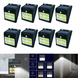 Set 8 x lampa solara 112 led, lumina rece continua si senzor de miscare