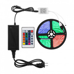 Banda RGB LED cu 300 led-uri, 16 culori, telecomanda si joc de lumini multicolore