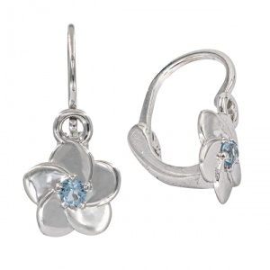 Bijuterii aur alb 14 K cercei copii piatra naturala colectie noua model FLOARE - BLUE TOPAZ - Img 2