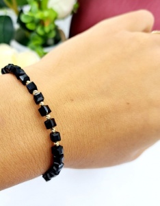 Bijuterii aur bratara cu snur negru colectie noua model BILUTE - BLACK