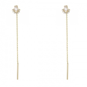 Bijuterii aur galben 14 K cercei cu lant colectie noua model GEOMETRIC
