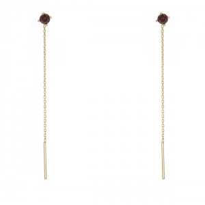 Bijuterii aur galben 14 K cercei cu lant colectie noua model PIETRICICA - RED