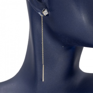 Bijuterii aur galben 14 K cercei cu lant colectie noua model PIETRICICA - Img 2