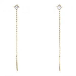 Bijuterii aur galben 14 K cercei cu lant colectie noua model PIETRICICA - Img 2