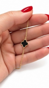 Bratara aur galben 14 K colectie ITALIA model FLOARE - BLACK - Img 3