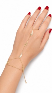 Bratara cu inel aur galben 14 K model ARIPA DE INGER