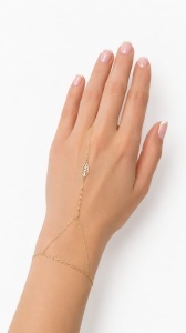 Bratara cu inel aur galben 14 K model FRUNZA - Img 2