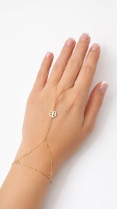 Bratara cu inel aur galben 14 K model TRIFOI