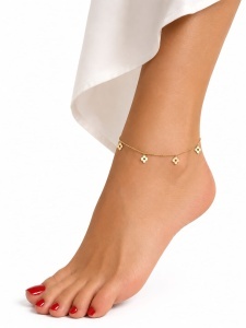 Bratara de picior aur galben 14 K model FLOARE PLINA