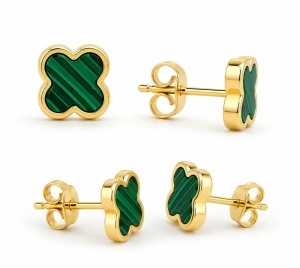 Cercei aur galben 14 K colectie ITALIA model FLOARE 0.5 cm - Img 2