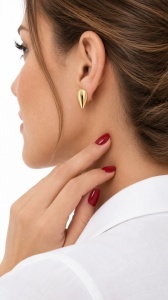 Cercei aur galben 14 K colectie ITALIA model GEOMETRIC - Img 3