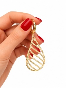 Cercei aur galben 14 K colectie ITALIA model LACRIMA - Img 3