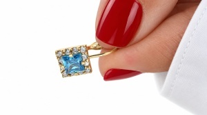 Cercei aur galben 14 K colectie ITALIA model PATRAT - BLUE