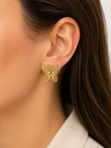 Cercei aur galben 14 K model FLUTURAS