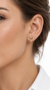 Cercei aur galben 14 K model INIMA SI INFINIT