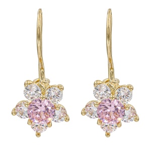 Cercei copii aur galben 14 K model FLOARE - PINK