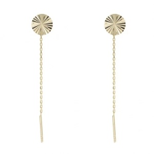 Cercei cu lant aur galben 14 K colectie noua model BANUT FATETAT 0.6 cm - Img 2