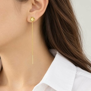 Cercei cu lant aur galben 14 K colectie noua model BANUT - FATETAT