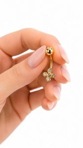 Cercel pentru buric aur galben 14 K model FLOARE