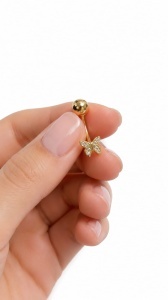 Cercel pentru buric aur galben 14 K model FLUTURAS