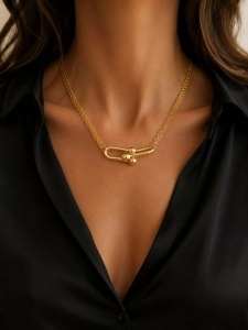 Colier aur galben 14 K colectie ITALIA model GEOMETRIC - Img 2