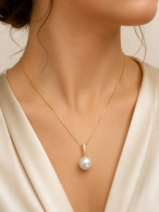 Colier aur galben 14 K colectie ITALIA model PERLA - Img 3