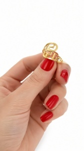 Inel aur galben 14 K model GEOMETRIC - Img 2