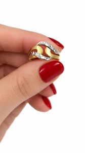 Inel aur galben 14 K model GEOMETRIC - Img 2