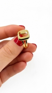 Inel aur galben 14 K model GEOMETRIC - Img 2