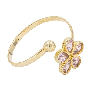 Inel copii aur galben 14 K model FLOARE - PINK - Img 2
