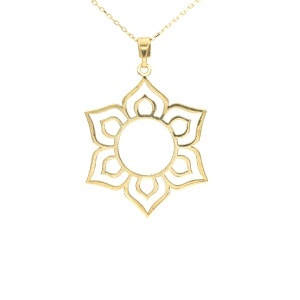 Lant cu pandantiv aur galben 14 K colectie GRECIA model FLOARE