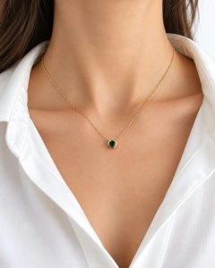 Lant cu pandantiv aur galben 14 K model ASPIRINA - GREEN
