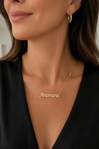 Lant cu pandantiv aur galben 14 K model NUME - ANAMARIA