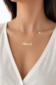 Lant cu pandantiv aur galben 14 K model NUME - ANISIA