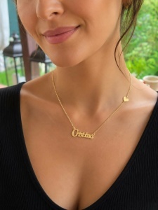 Lant cu pandantiv aur galben 14 K model NUME - CRISTINA